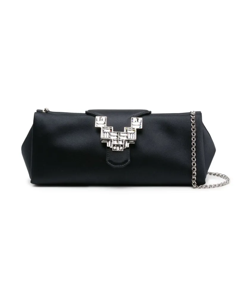 Rodo Clutch aus Satin mit Kristallen Blau