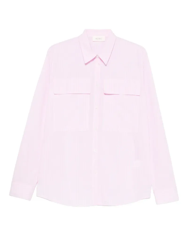 VICOLO vertical-stripe chest-pockets shirt - Rosa Rosa