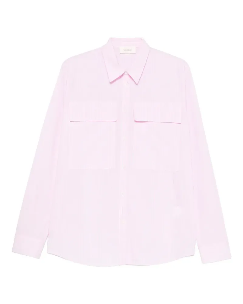 VICOLO vertical-stripe chest-pockets shirt - Rosa Rosa