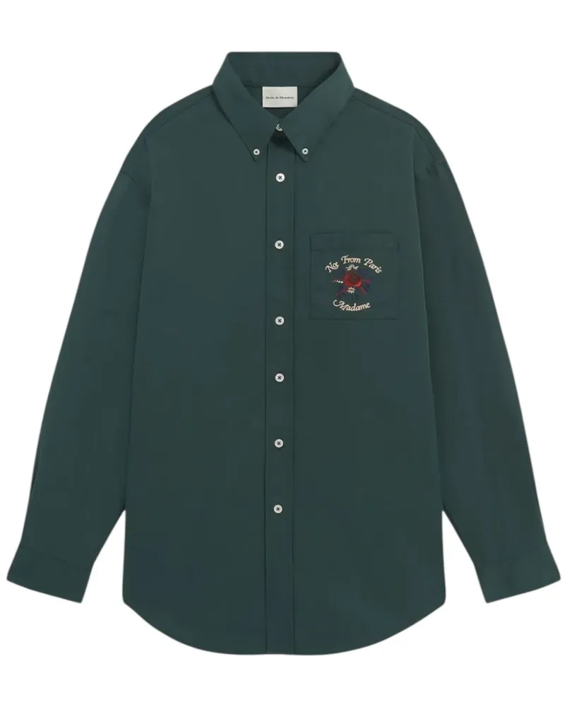 Drôle de Monsieur La Chemise Slogan Fleurs Hemd - Grün Grün