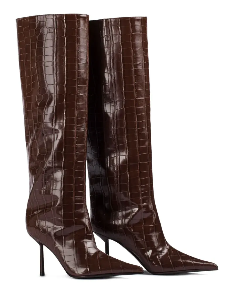 Le Silla Spitze Bella Stiefel mit Kroko-Effekt 90mm - Braun Braun
