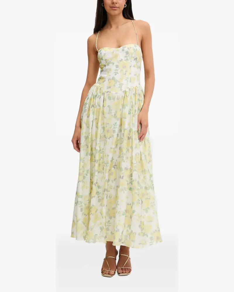Bardot Ausgestelltes Estie Maxikleid mit Blumenprint - Gelb Gelb