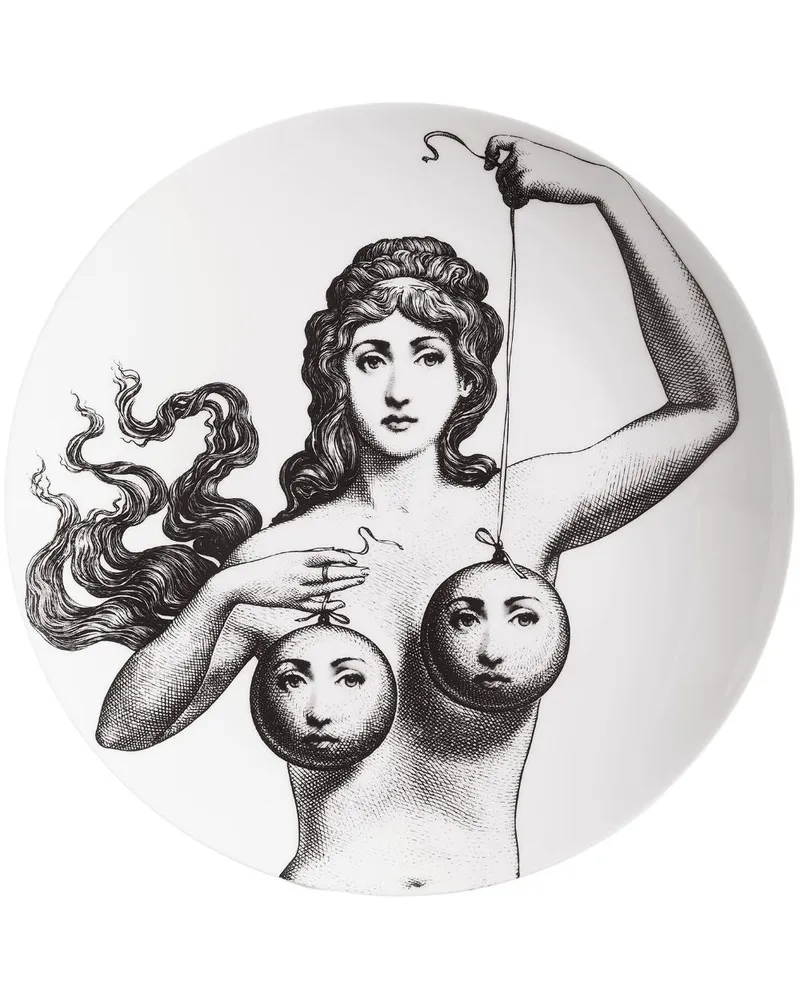 Fornasetti Tema e Variazioni n.182 Wandteller - Schwarz Schwarz