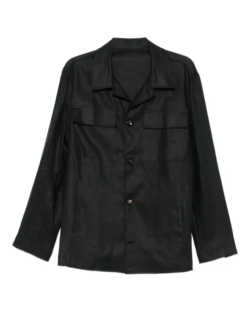 MICHAEL COAL flap-pocket button-up jacket - Schwarz Schwarz