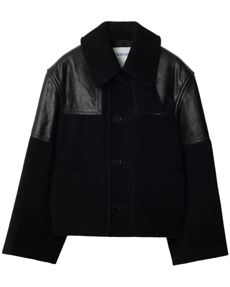 Burberry Leder-Woll-Jacke mit Einsätzen - Schwarz Schwarz