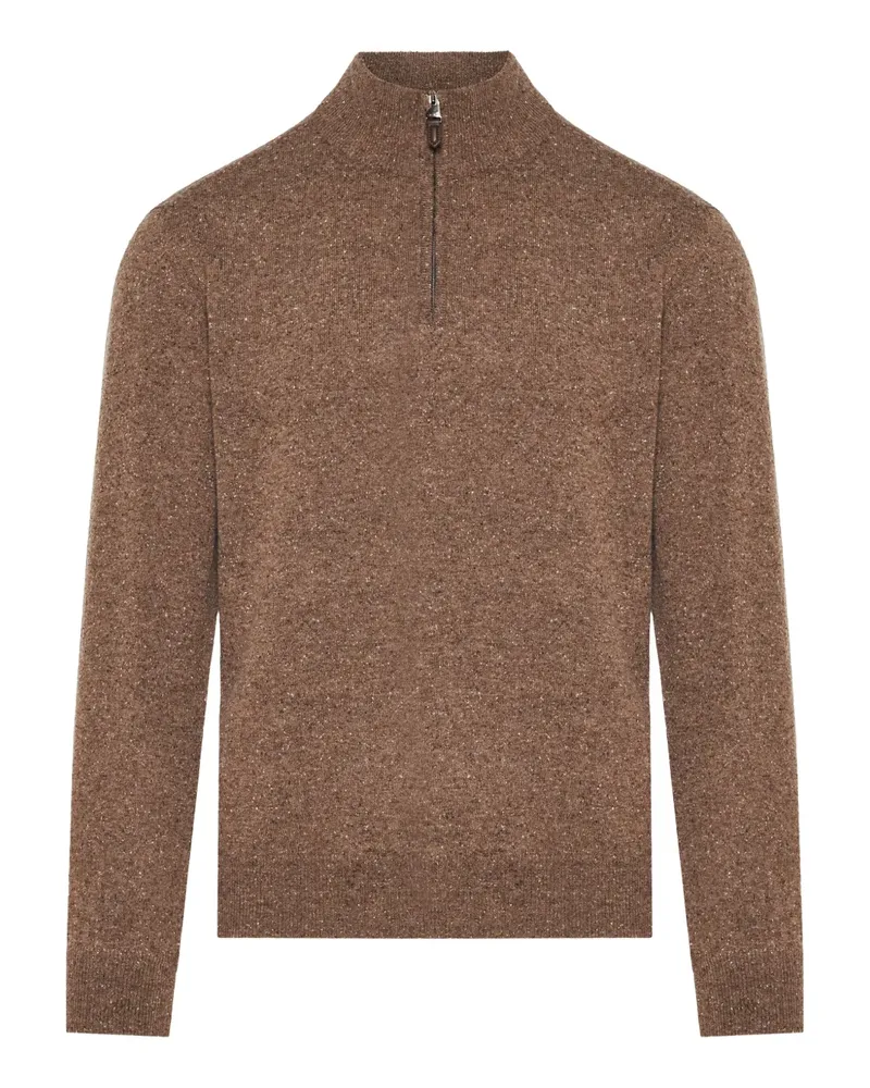 Canali Poloshirt mit Reißverschluss - Braun Braun
