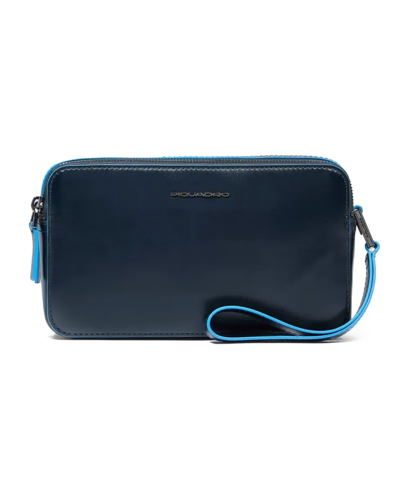 Piquadro leather wrist-strap clutch bag - Blau Blau