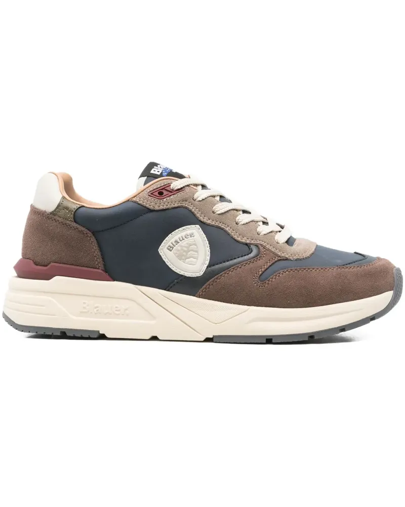 Blauer Sneakers mit Ledereinsätzen Blau
