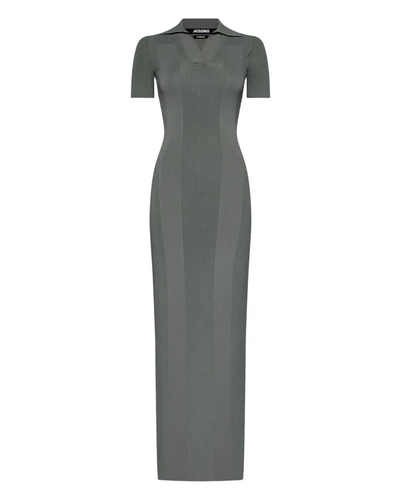 Jacquemus Langes Polo Strickkleid - Grau Grau