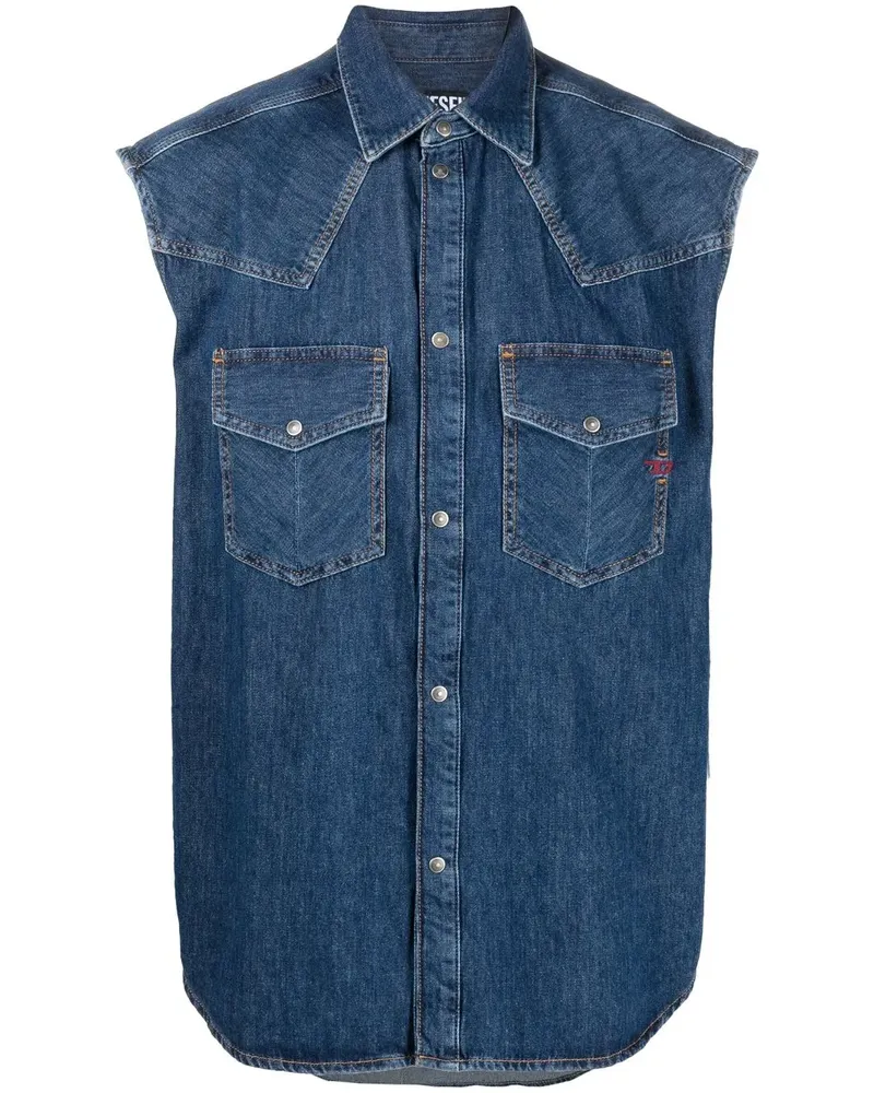 Diesel Jeansweste mit Logo-Stickerei - Blau Blau
