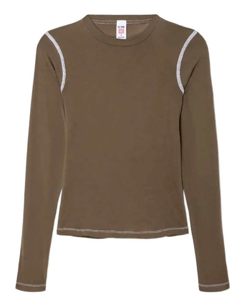 RE/DONE Langarmshirt mit Kontrastnähten - Braun Braun