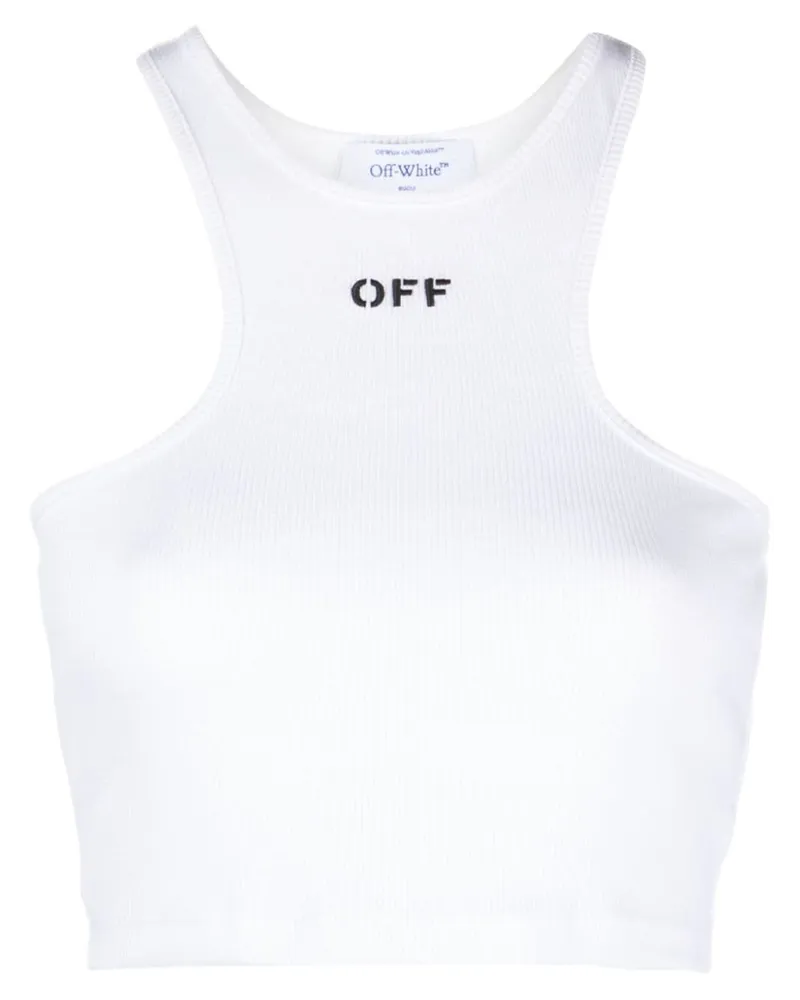 OFF-WHITE Geripptes Off-Stamp Cropped-Top - Weiß Weiß