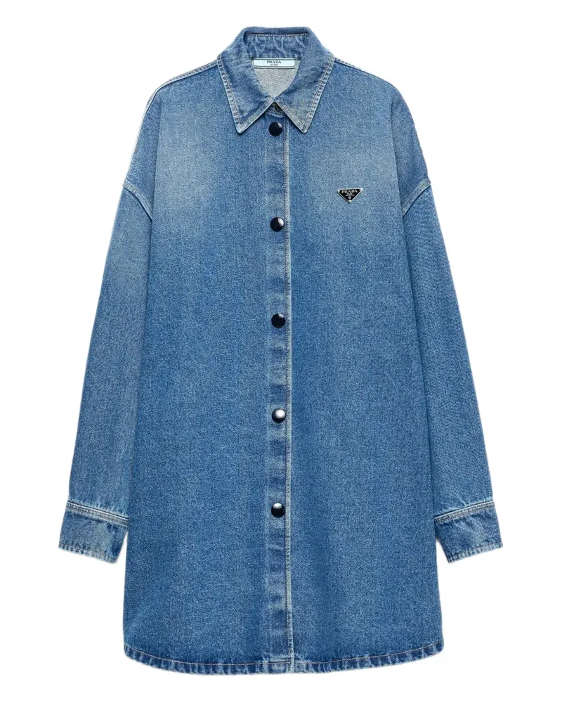 Prada Jeanshemd mit Triangel-Logo - Blau Blau