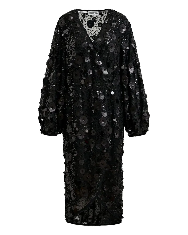 Essentiel Ishine Midikleid mit Paillettenstickerei - Schwarz Schwarz