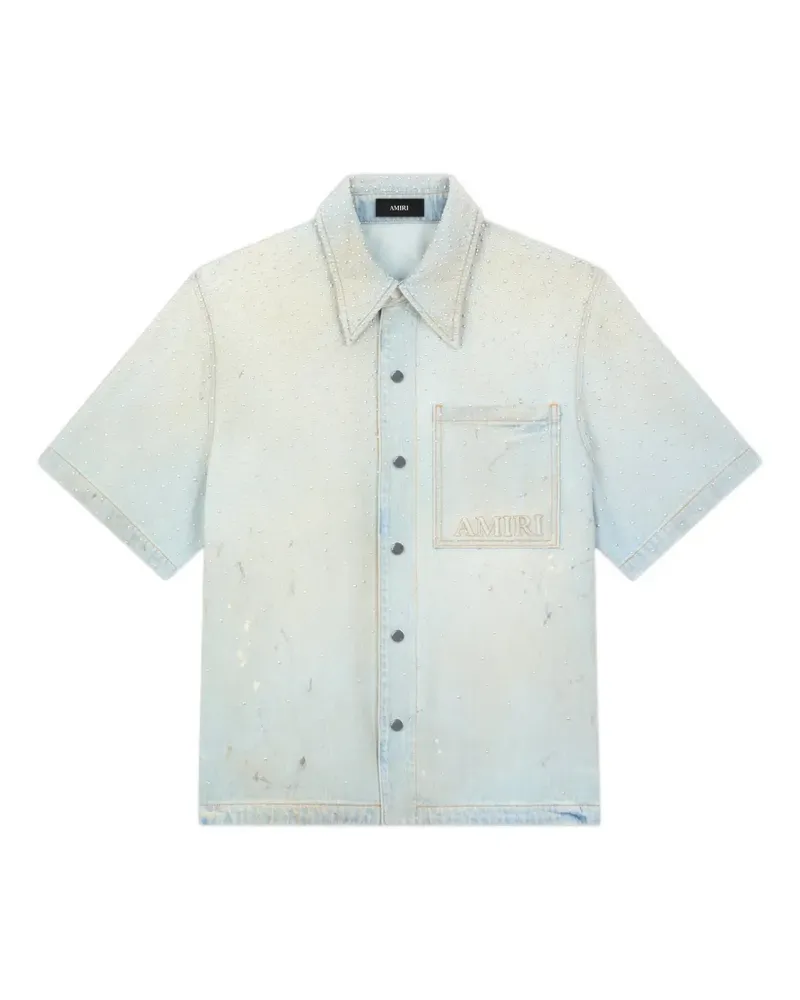 Amiri Hemd mit kristallverziertem Logo-Patch - Blau Blau