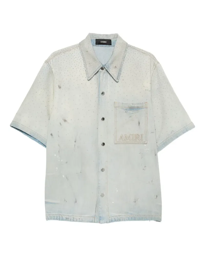 Amiri Hemd mit kristallverziertem Logo-Patch - Blau Blau