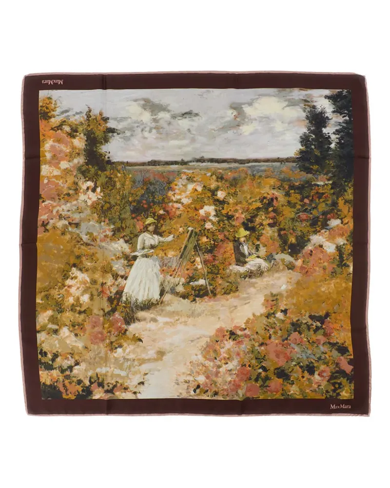 Max Mara Seidenschal mit grafischem Print - Braun Braun