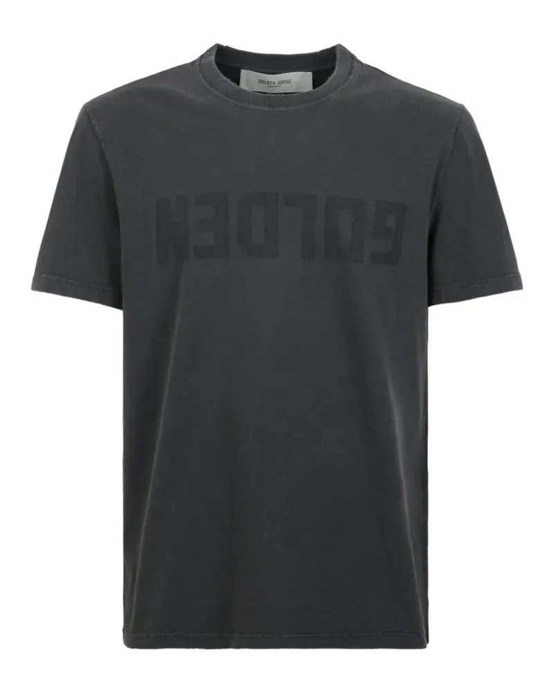 Golden Goose anthracite gray T-shirt with distressed treatment - Schwarz Schwarz