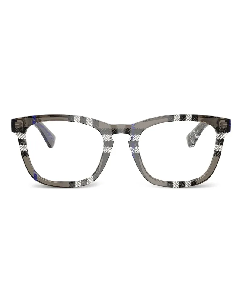Burberry Eckige Brille mit Karomuster - Grau Grau