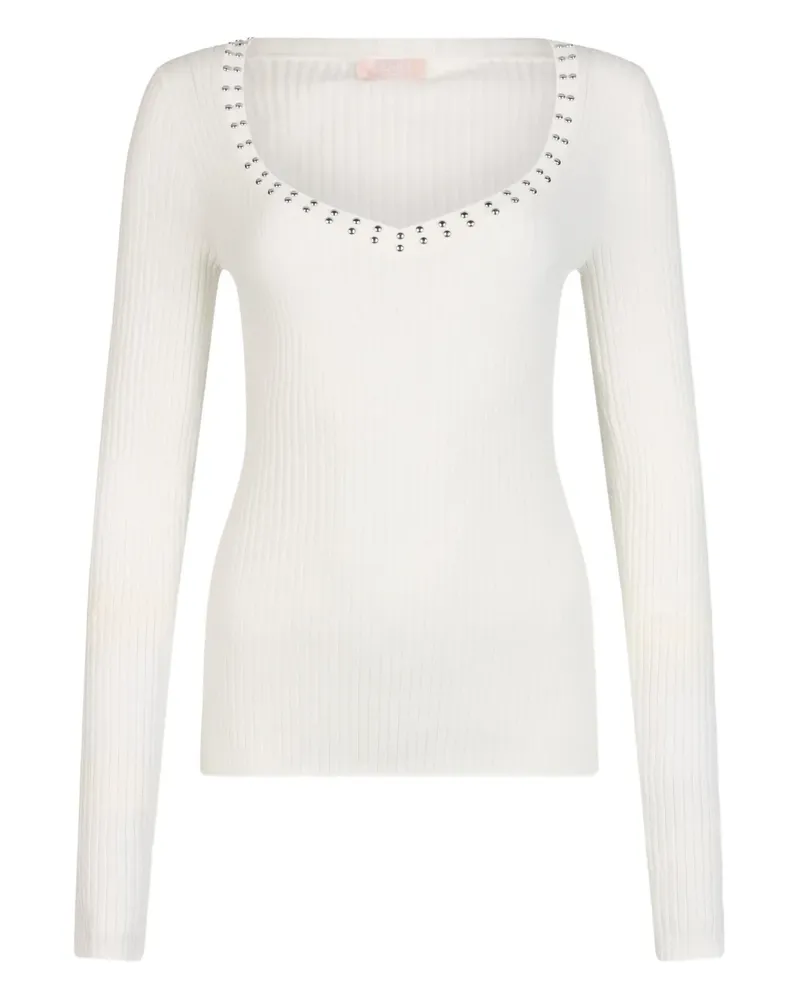 Liu Jo V-neck studded top - Weiß Weiß