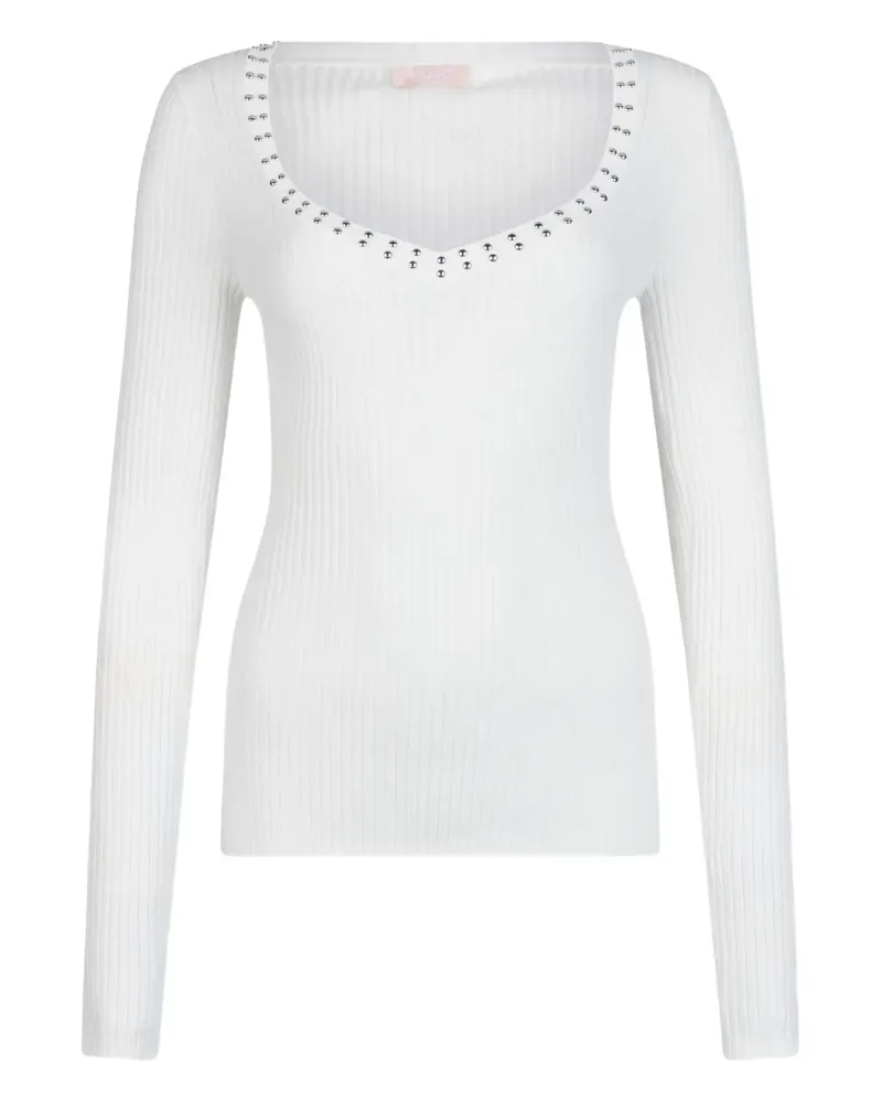 Liu Jo V-neck studded top - Weiß Weiß