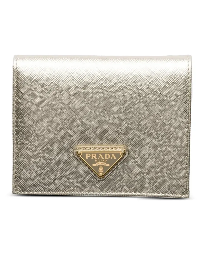 Prada small triangle-logo leather wallet - Gold Gold