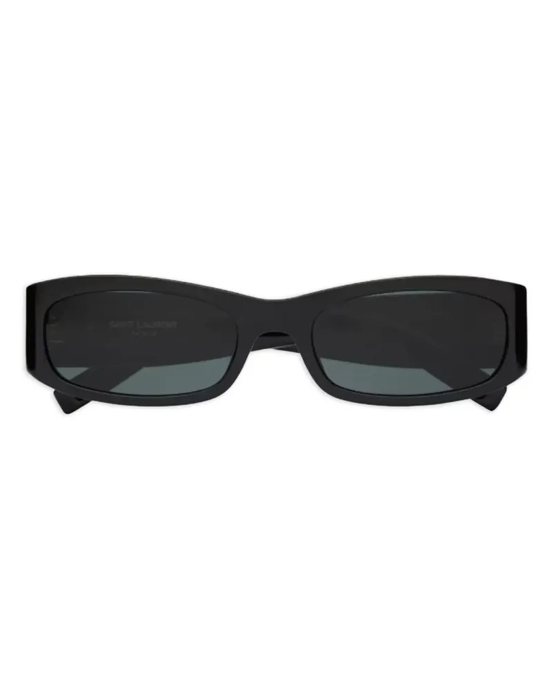 Saint Laurent Eckige SL M152 Sonnenbrille mit Logo-Schild - Schwarz Schwarz
