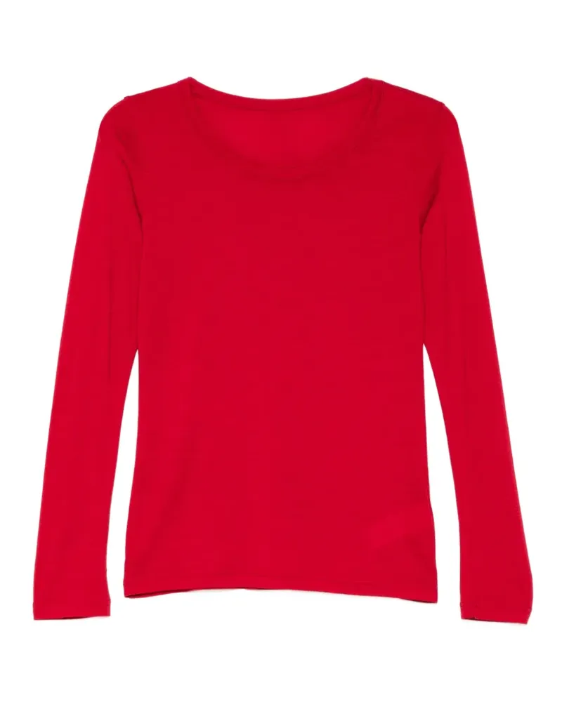 Yohji Yamamoto Langarmshirt mit rundem Ausschnitt - Rot Rot