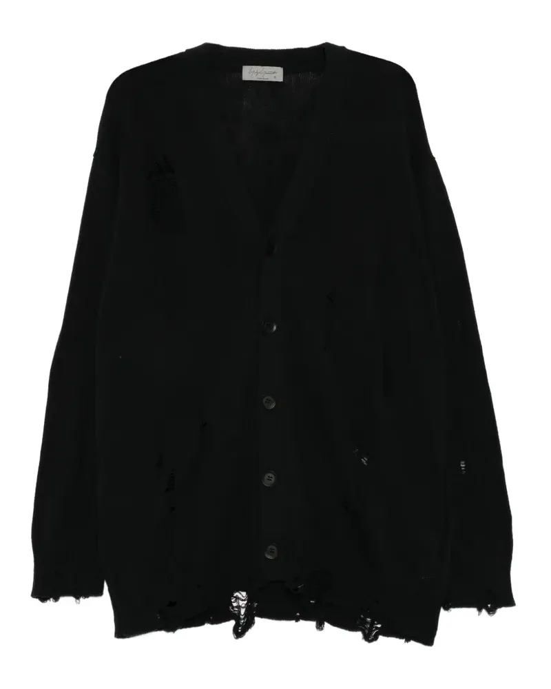 Yohji Yamamoto distressed button-up cardigan - Schwarz Schwarz