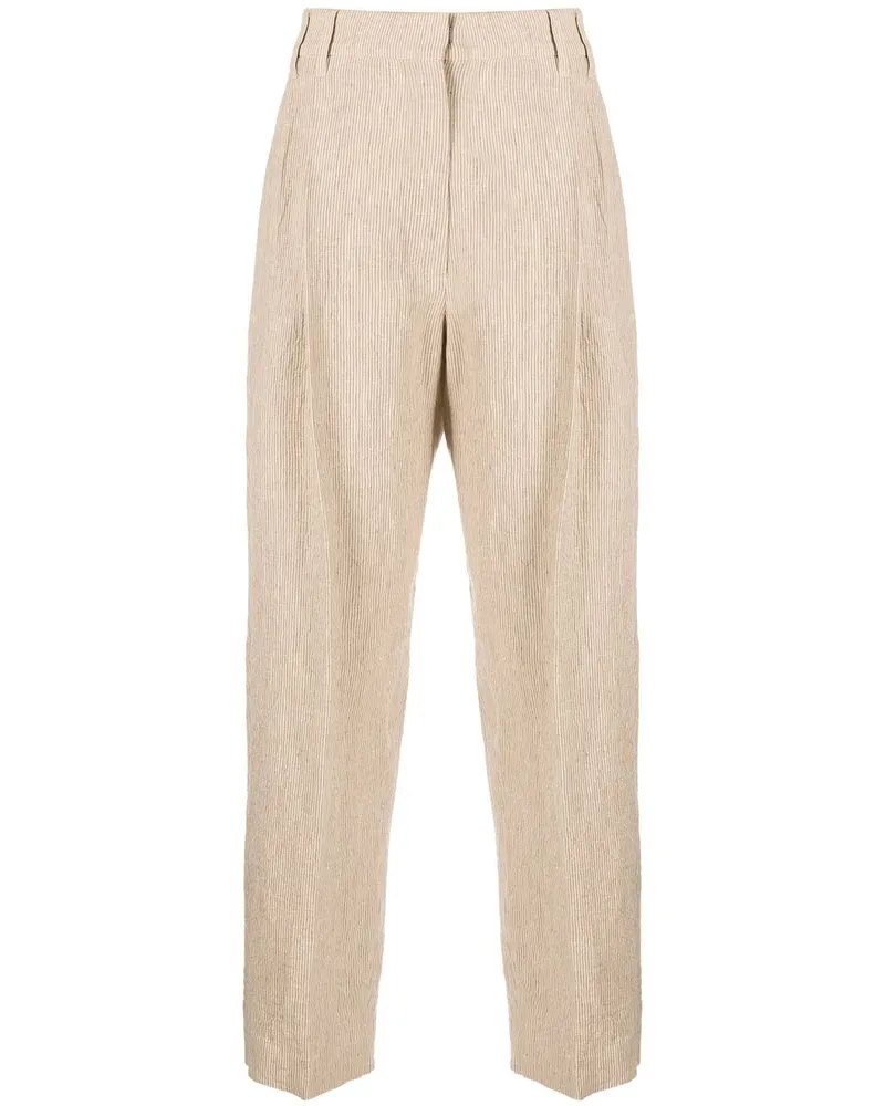 Brunello Cucinelli Cropped-Hose aus Leinen - Nude Nude