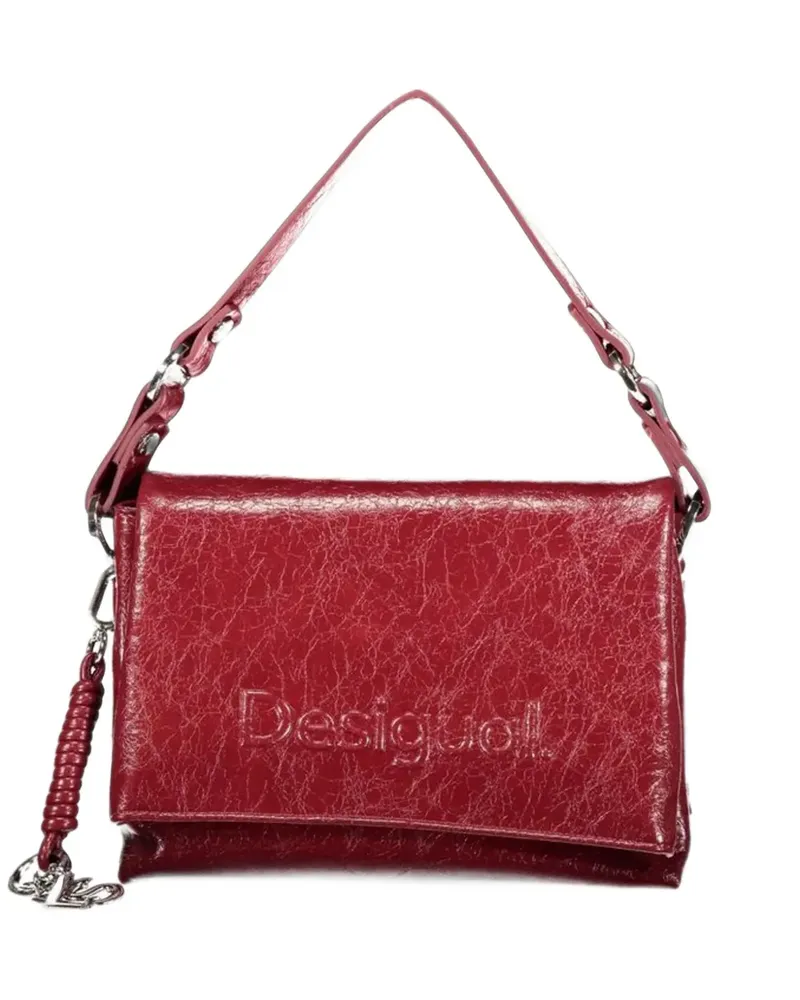 Desigual logo-embossed crackle-effect tote bag - Rot Rot