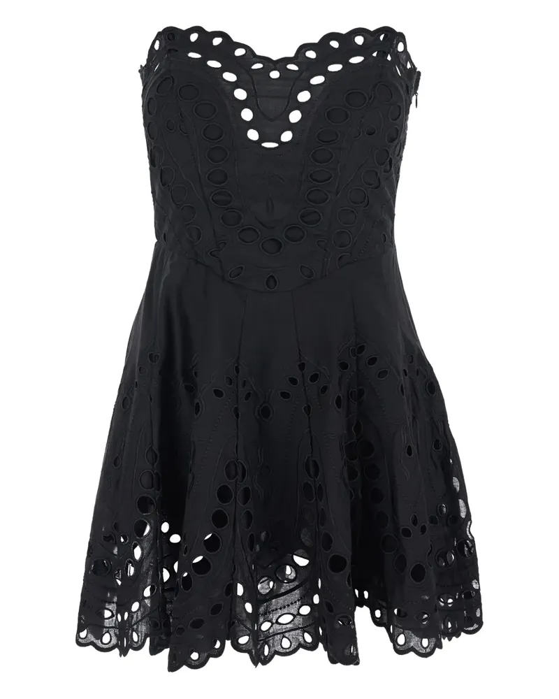 Charo Ruiz embroidered shirred mini dress - Schwarz Schwarz