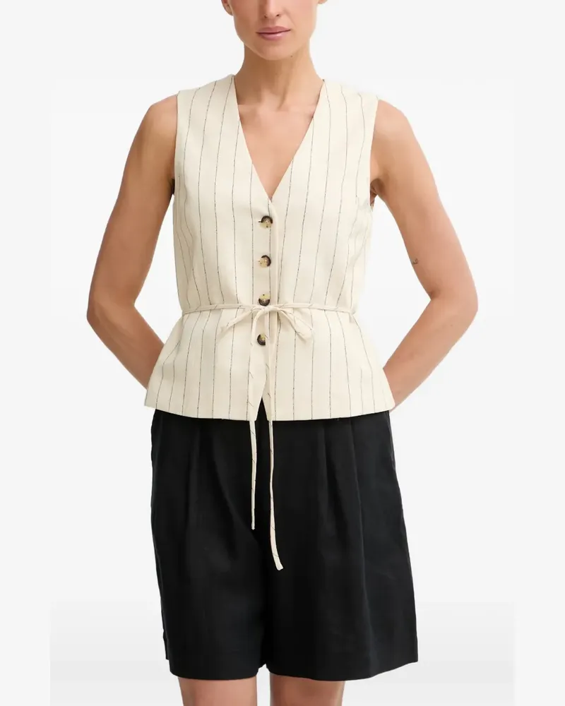 Rag & Bone Nadelstreifen-Oberteil mit Bindegürtel - Nude Nude