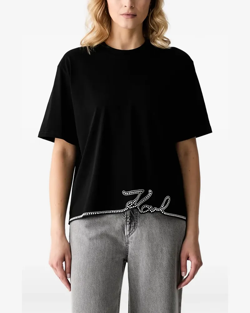 Karl Lagerfeld T-Shirt mit Kristallen - Schwarz Schwarz