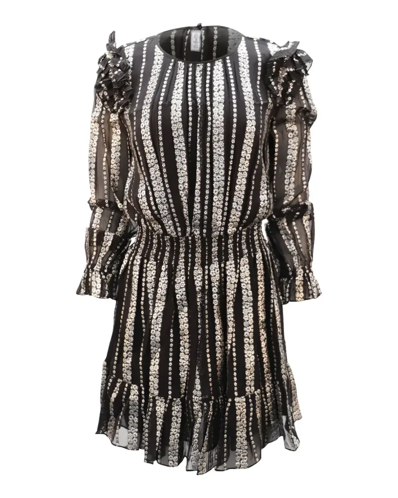 Michael Kors Gerüschtes Jacquard-Minikleid - Schwarz Schwarz