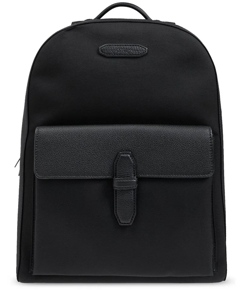 Brioni Rucksack mit Logo-Applikation - Schwarz Schwarz