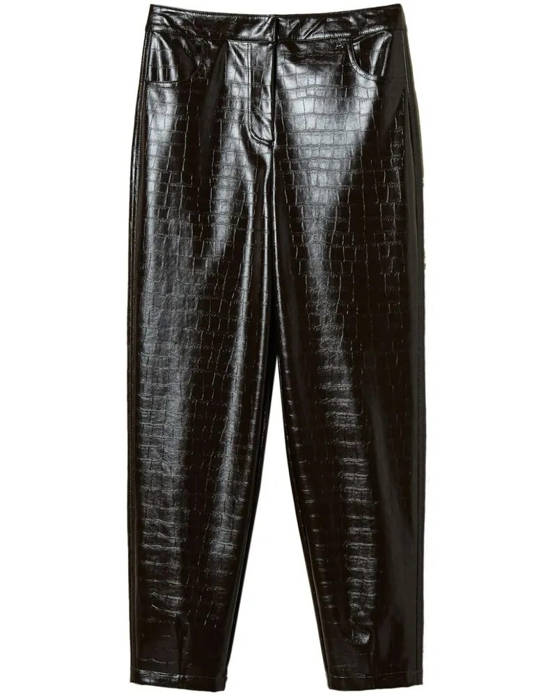 Twin-Set Faux-Lederhose in Kroko-Optik - Braun Braun