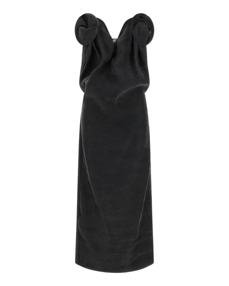 Magda Butrym Schulterfreies Minikleid mit Blumendetail - Schwarz Schwarz