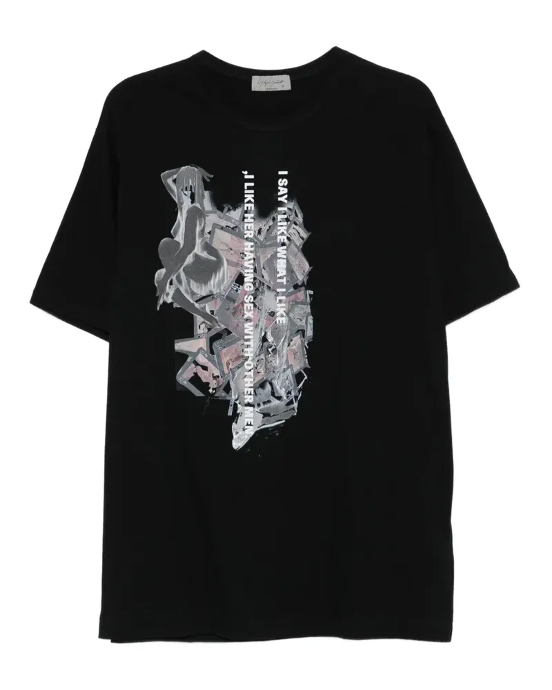 Yohji Yamamoto T-Shirt mit grafischem Print - Schwarz Schwarz