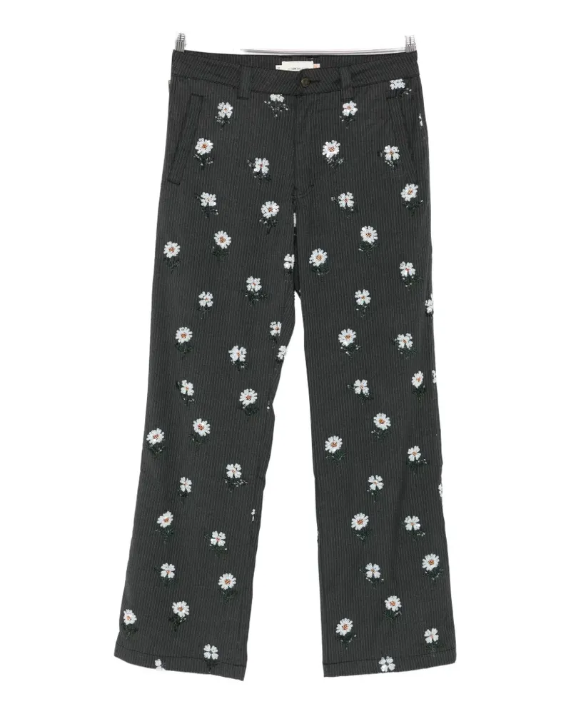 Honor The Gift pinstripe floral-embroidered trousers - Grau Grau