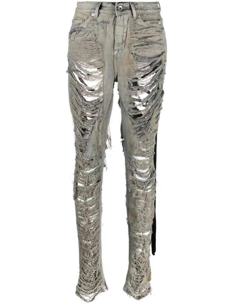 DRKSHDW by Rick Owens Slim-Fit-Jeans in Distressed-Optik - Grau Grau
