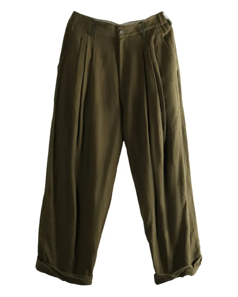 Ziggy Chen Weite Hose aus Leinen/Flachs - Grün Grün