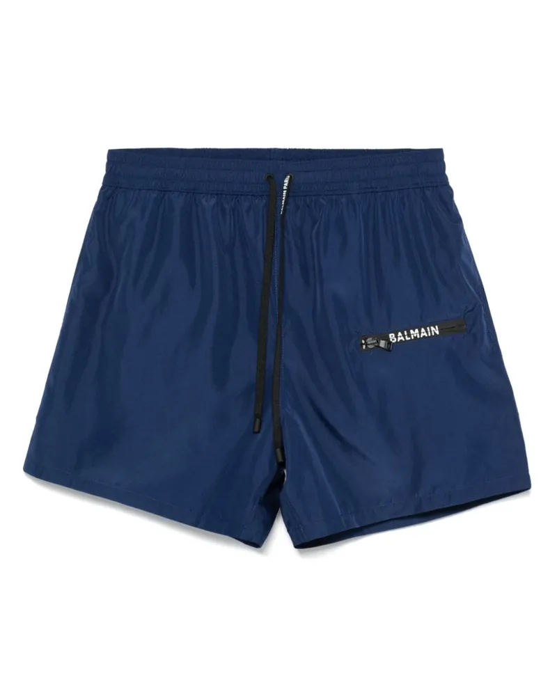 Balmain Badeshorts mit Logo-Print - Blau Blau