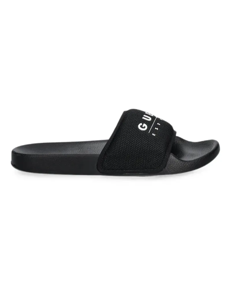 Guess logo-print mesh slides - Schwarz Schwarz