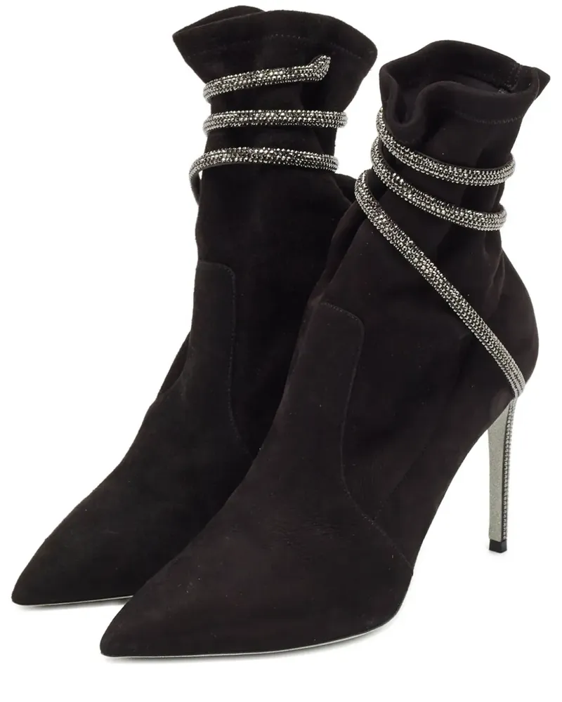 René Caovilla Stiefeletten mit Kristallen 105mm - Schwarz Schwarz