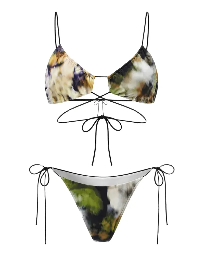 Amazuìn Hai floral-print tie-fastening bikini - Grün Grün