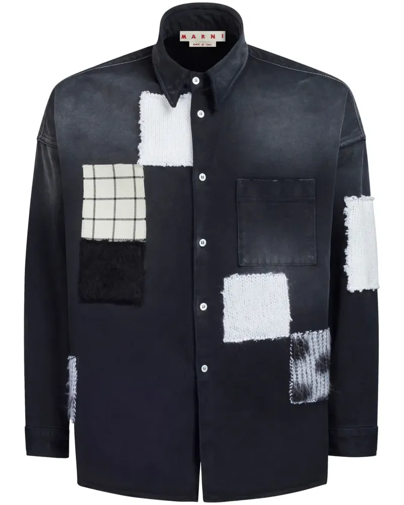 Marni Jeanshemd mit Patchwork-Details - Schwarz Schwarz
