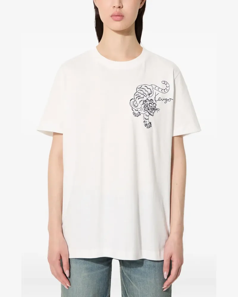 Kenzo T-Shirt mit Tigerstickerei - Nude Nude