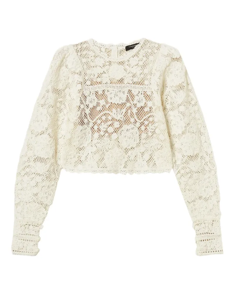 Twin-Set Gehäkelter Pullover - Weiß Weiß