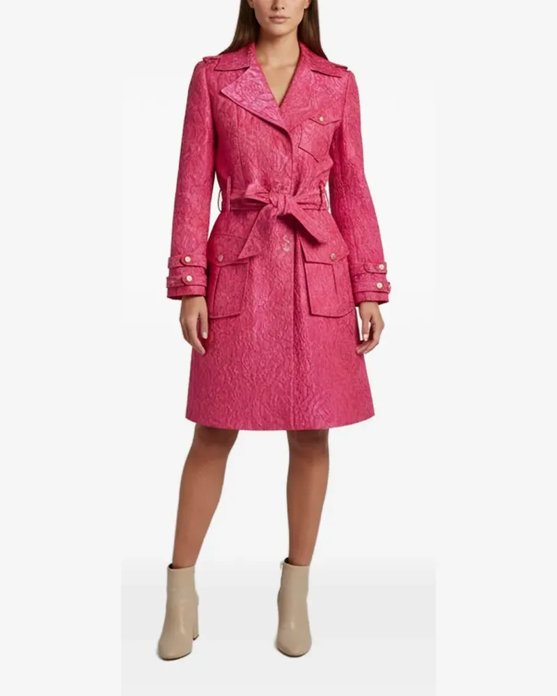 Alice + Olivia floral-jacquard belted trench coat - Rosa Rosa